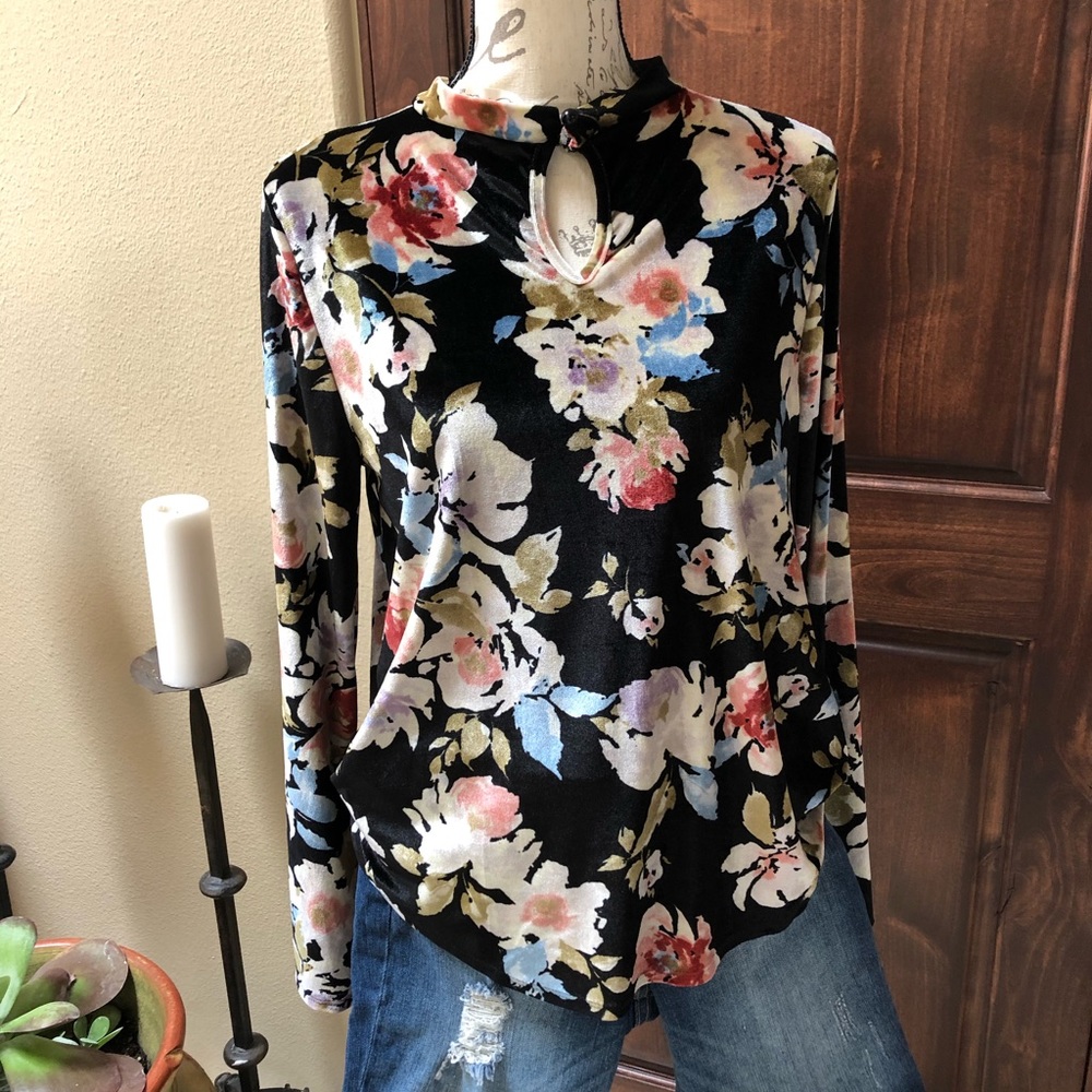 Vintage Havana Flower Print Velvet Top